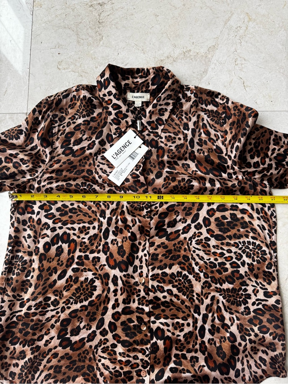 L’Agence Tyler Silk Leopard Print Long-Sleeve Blouse - Brown size M - Picture 9 of 12